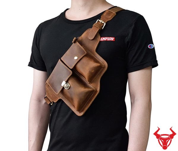 Túi đeo bao tử nam da bò sáp TĐB09 - Kiểu dáng trẻ trung, năng động, phù hợp với giới trẻ.