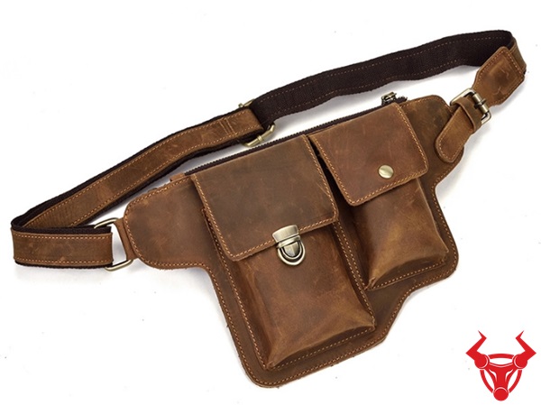 Túi đeo bao tử nam da bò sáp TĐB09 - Dây đeo bụng có thể điều chỉnh được, phù hợp với nhiều kích cỡ người sử dụng.