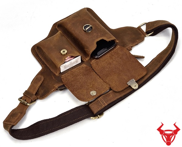 Túi đeo bao tử nam da bò sáp TĐB09 - Thích hợp để đựng điện thoại, ví tiền, chìa khóa và các vật dụng nhỏ khác.