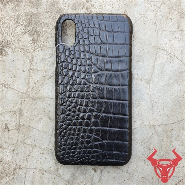 "Sự sang trọng và độc đáo: Ốp lưng cá sấu trơn đen OB1A8 cho iPhone X"