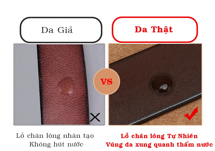 Phân biệt dây nịt da bò thật bằng nước