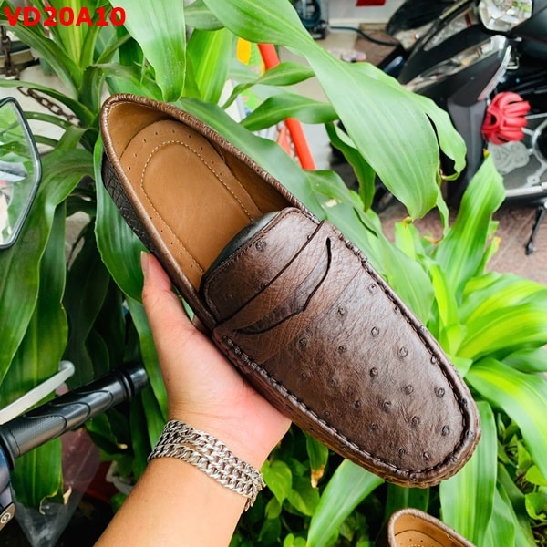 Giày thời trang nam da bụng đà điểu, kiểu dáng sang trọng phong cách