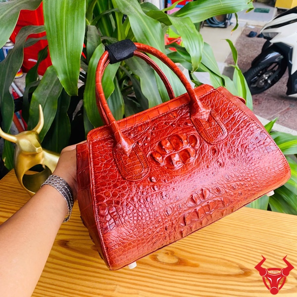 Thời Trang Cao Cấp Cho Nữ – Túi HM-9 Da Cá Sấu Túi xách nữ da cá sấu cao cấp HM-9 màu nâu đỏ, phụ kiện sang trọng