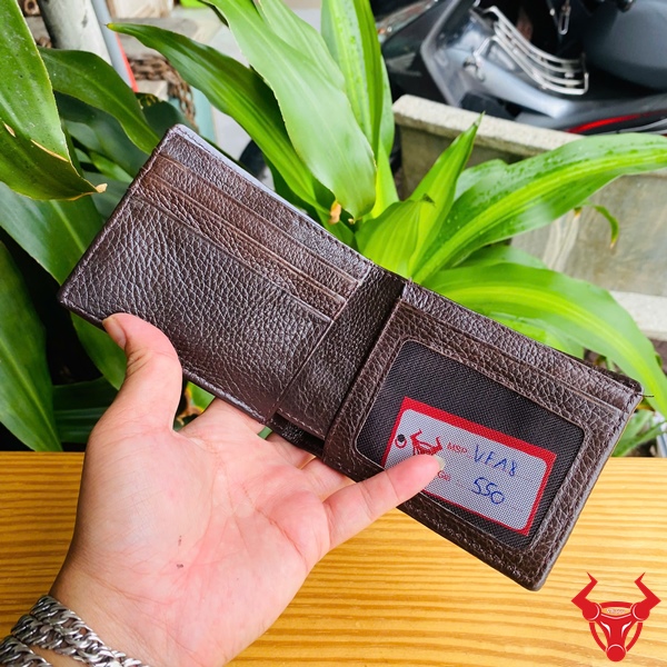 Ví Mini Thời Trang Da Cá Sấu – Nhỏ Gọn, Tiện Lợi, Sang Trọng Ví nam mini nâu đất da bụng cá sấu thời thượng.