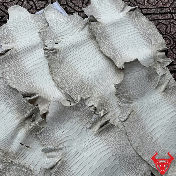 Da cá sấu bạch tạng cao cấp – Sang trọng và tinh tế Da cá sấu bạch tạng bỏ gai, màu trắng, chất liệu cao cấp, size nhỏ