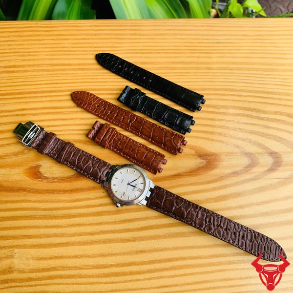 Dây đeo đồng hồ Seiko cao cấp từ da cá sấu Dây đeo tay Seiko bằng da cá sấu thật, màu nâu.