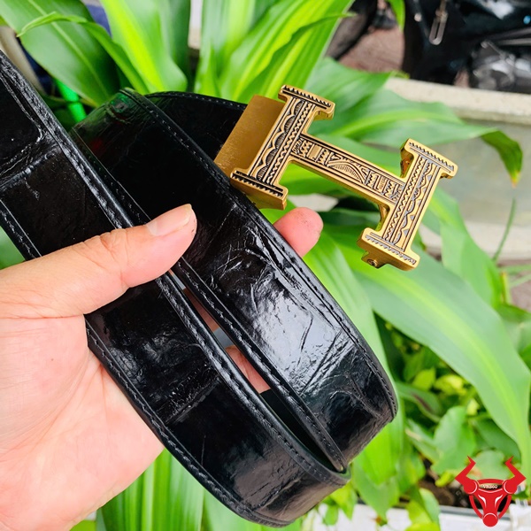 Phụ kiện thời trang da cá sấu thật 100% Thắt lưng nam lịch lãm, da cá sấu, may thủ công tinh tế.