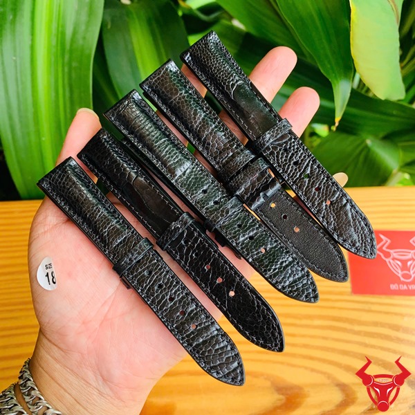 Dây Đồng Hồ Da Đà Điểu Size 18mm Màu Đen Cao Cấp Dây đồng hồ da đà điểu size 18mm màu đen cao cấp