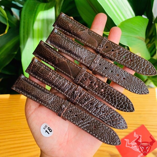 Dây Da Đà Điểu Đồng Hồ 18mm Nâu Đen Sang Trọng Dây đồng hồ da đà điểu 18mm màu nâu đen sang trọng