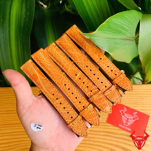 Dây Đồng Hồ Da Đà Điểu 18mm Vàng Bò Lịch Lãm Tinh Tế Dây đồng hồ da đà điểu size 18mm vàng bò tinh tế