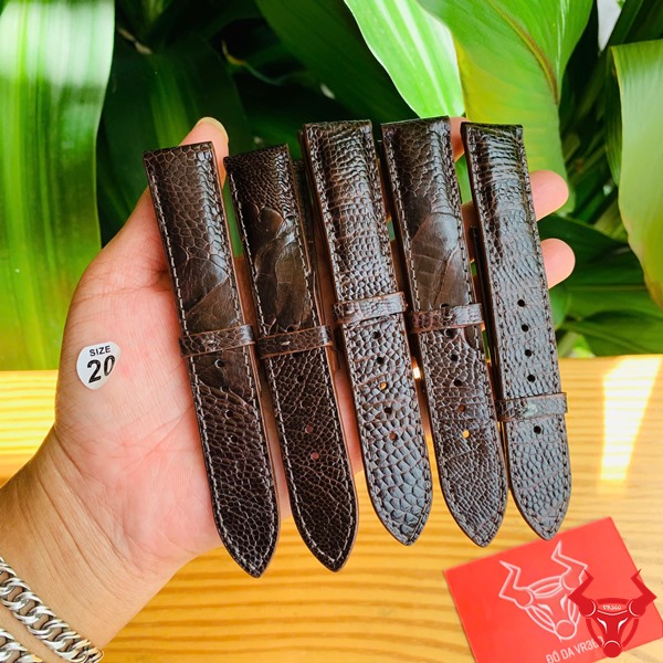 Dây Da Đà Điểu Đồng Hồ 20mm Màu Nâu Đất Thời Trang Lịch Lãm Dây đồng hồ da đà điểu 20mm màu nâu đất lịch lãm