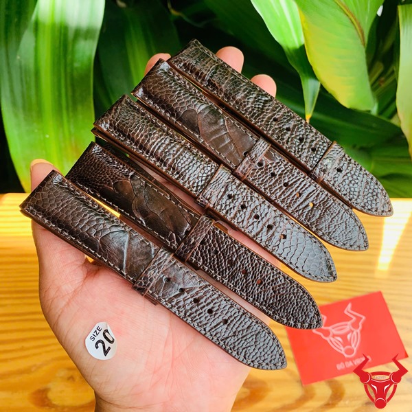 Dây Đồng Hồ Da Đà Điểu 20mm Màu Nâu Đất Tinh Tế Đẳng Cấp Dây đồng hồ da đà điểu 20mm màu nâu đất tinh tế