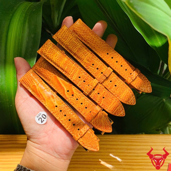 Dây Đồng Hồ Da Đà Điểu 20mm Màu Vàng Bò Quý Phái Tinh Tế Dây đồng hồ da đà điểu 20mm màu vàng bò quý phái