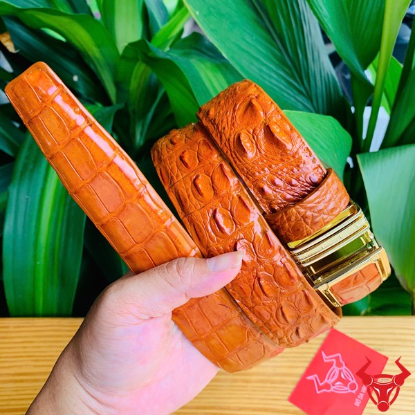 Thắt Lưng Nam Da Cá Sấu Gù TLA4B2 Bò Cam Thời Trang Lịch Lãm Thắt lưng da cá sấu gù cao cấp TLA4B2 màu bò cam