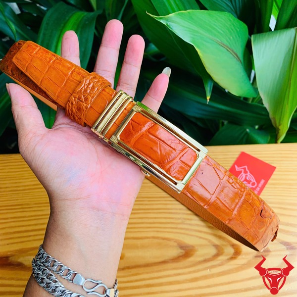 Thắt Lưng Cá Sấu Gù TLA4B2 Bò Cam Phong Cách Đẳng Cấp Quý Ông Thắt lưng cá sấu gù nguyên miếng bò cam cao cấp TLA4B2