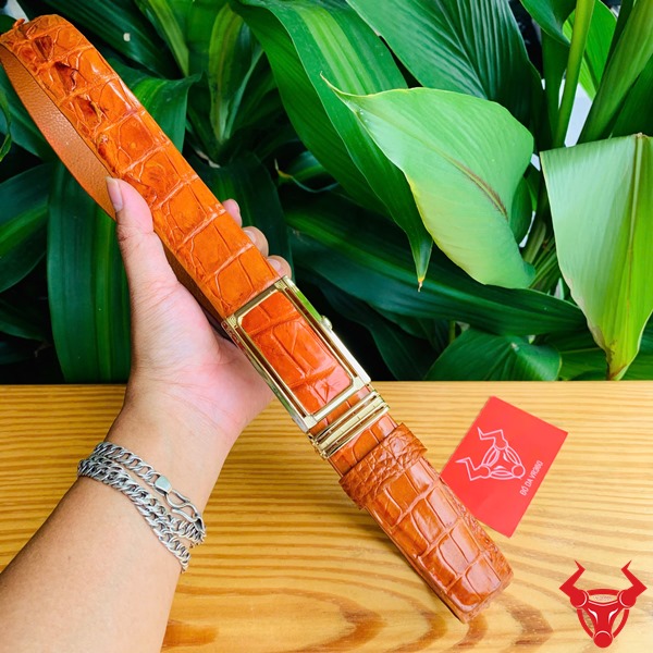 Thắt Lưng Da Cá Sấu Gù TLA4B2 Màu Bò Cam Lịch Lãm Hiện Đại Thắt lưng da cá sấu gù bò cam TLA4B2 thời trang cao cấp