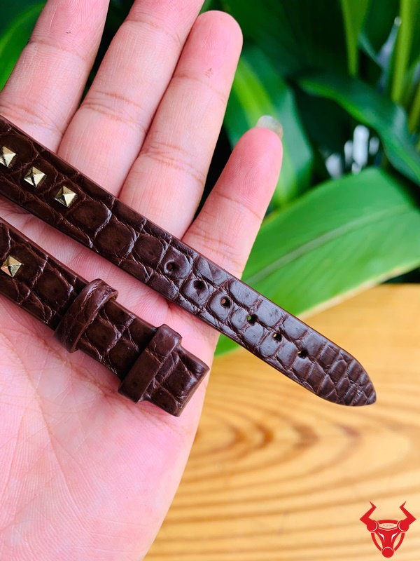 Dây đồng hồ nữ da cá sấu tinh xảo, sang trọng size 14mm.