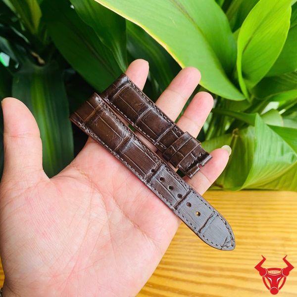 Dây Da Cá Sấu Màu Nâu Đất 22-18mm Cho Quý Ông Lịch Lãm Dây da cá sấu màu nâu đất size 22-18mm lịch lãm.