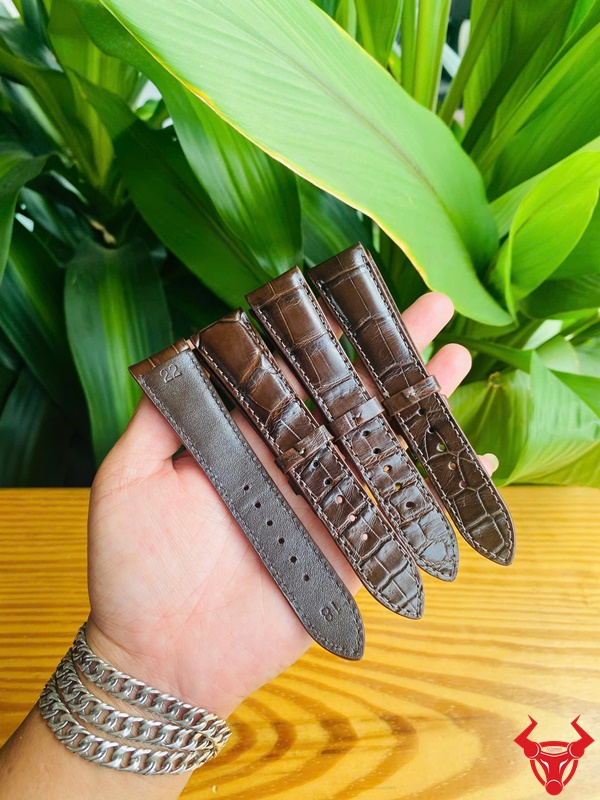 Dây Đồng Hồ Da Cá Sấu Size 22-18mm Màu Nâu Đất Cao Cấp Dây đồng hồ da cá sấu size 22-18mm màu nâu đất sang trọng.