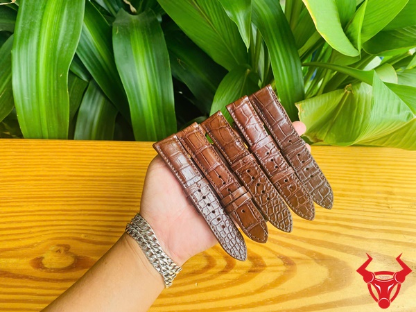 Dây Da Cá Sấu Cao Cấp Size 22-20 – Màu Nâu Đất Tinh Tế Dây đồng hồ da cá sấu màu nâu đất size 22-20 tinh tế.