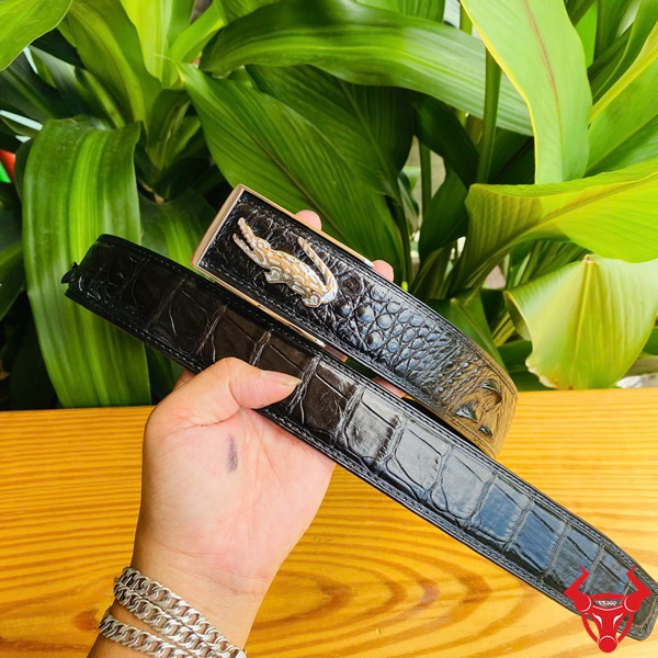 Thắt Lưng Da Cá Sấu Gù Lưng 4cm Khóa Thép Đẳng Cấp Thắt lưng da cá sấu gù lưng nam cao cấp TSK122 khóa kim thép.