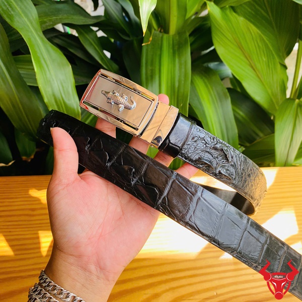 Thắt Lưng Liền Da Cá Sấu Đen 3,5cm Thời Trang Lịch Lãm Thắt lưng thời trang da cá sấu màu đen cao cấp.
