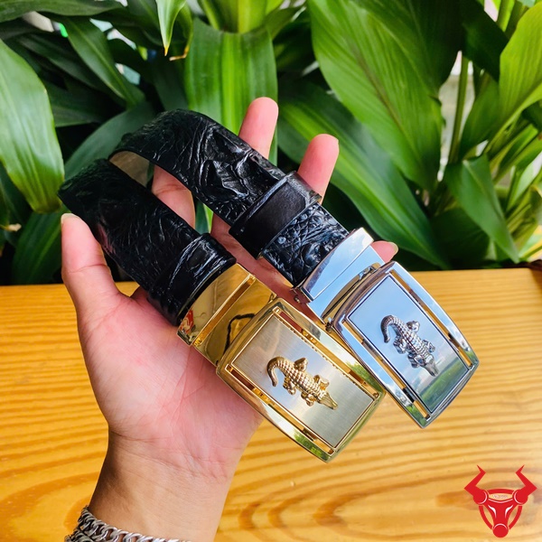 Thắt Lưng Da Cá Sấu Đen Thời Trang Cho Quý Ông Lịch Lãm Thắt lưng nam da cá sấu đen cao cấp quyền lực.