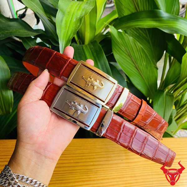Thắt Lưng Da Cá Sấu Nâu Đỏ 3,5cm – Gu Thời Trang Doanh Nhân Thắt lưng nam da cá sấu nâu đỏ cao cấp.