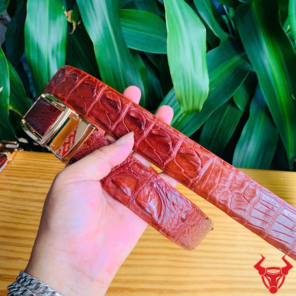 Thắt Lưng Da Cá Sấu Nâu Đỏ Bản 3.5cm Sang Trọng Thắt lưng nam cao cấp màu nâu đỏ bản 3.5cm.