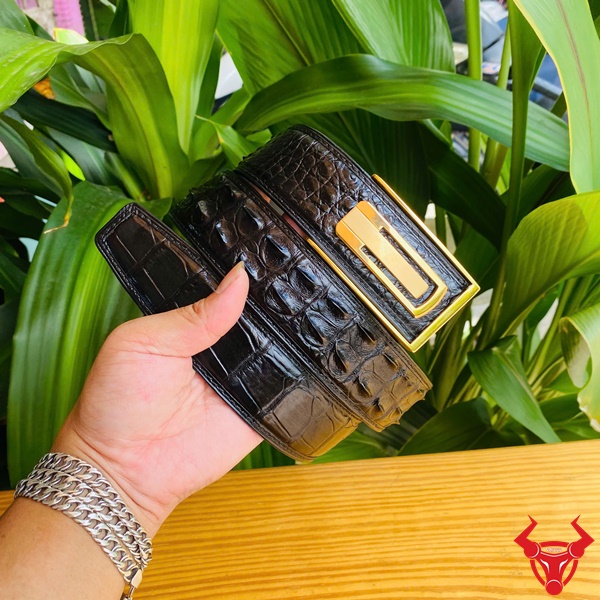 Thắt Lưng Da Cá Sấu Gù Ray Trượt Bản 4cm Khóa Vàng Thắt lưng da cá sấu gù bản 4cm khóa vàng TSK130-A.