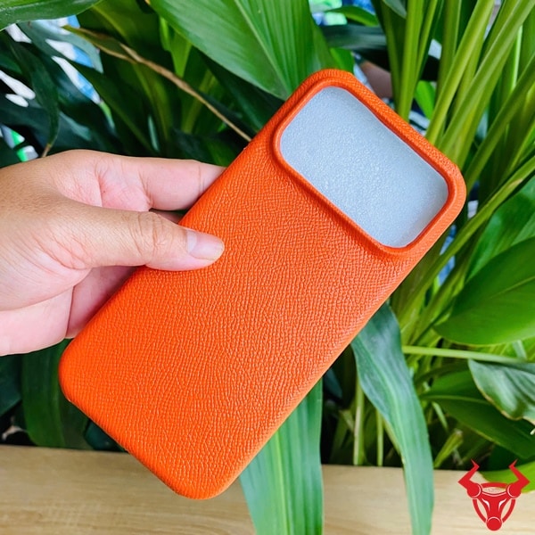 Ốp da Epsom bền đẹp màu cam cho iPhone 17 Promax.