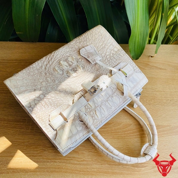 Mẫu phối đồ cùng túi Hermes Da Cá Sấu Bạch Tạng