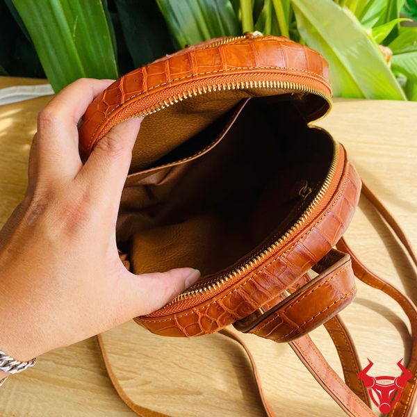 Balo Nữ Đa Phong Cách Màu Vàng Bò – DBA4 Balo nữ vàng bò da cá sấu gù cao cấp DBA4.