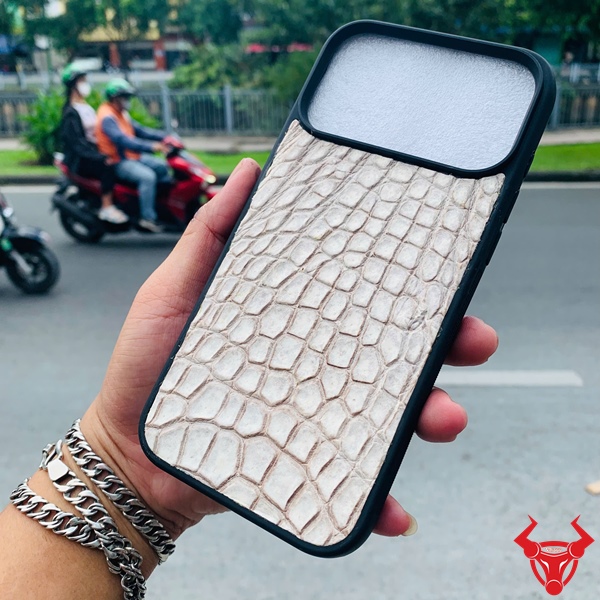 Phụ Kiện Da Cá Sấu Bạch Tạng Thời Trang Cho iPhone 17 Pro Max Ốp lưng da cá sấu thật, màu bạch tạng thời thượng, bảo vệ chắc chắn.