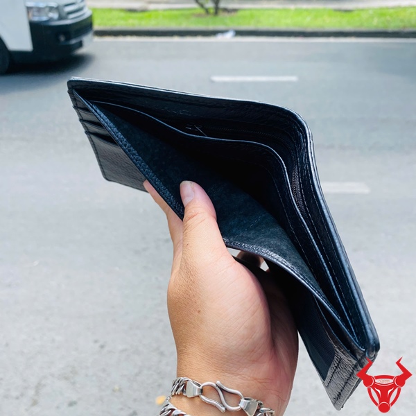Ví Cá Sấu Đen VBA5 Phong Cách Nam Ví nam nhiều ngăn da cá sấu gai tay.