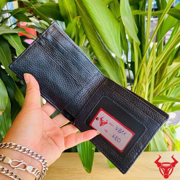 Ví Đứng Nam Cao Cấp Da Cá Sấu Màu Đen – VBA1 Ví đứng nam da cá sấu gai lưng màu đen.