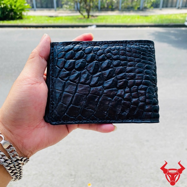 Ví Gai Tay Cá Sấu Cao Cấp Cho Quý Ông Phong Cách Ví nam phong cách màu đen da gai cá sấu VBAA5.