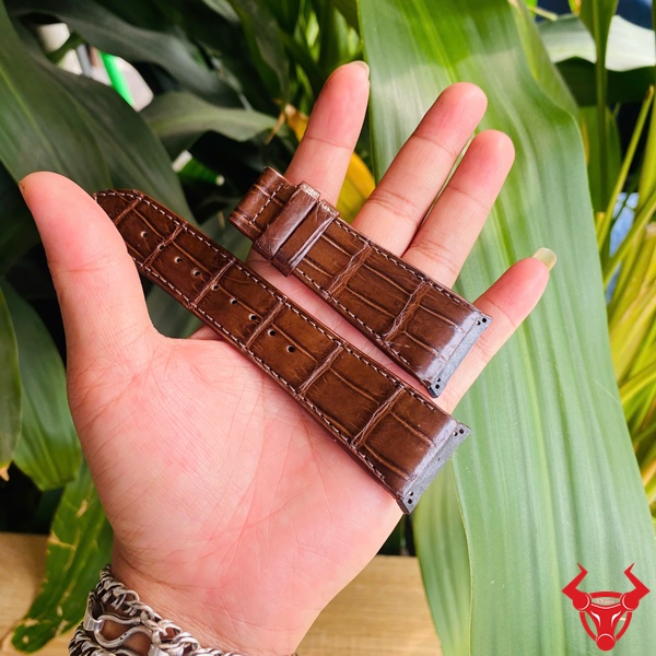 Dây Đồng Hồ Bulova Da Cá Sấu Chuẩn Form Cổ Tay Dây đồng hồ Bulova da cá sấu thật màu nâu đất
