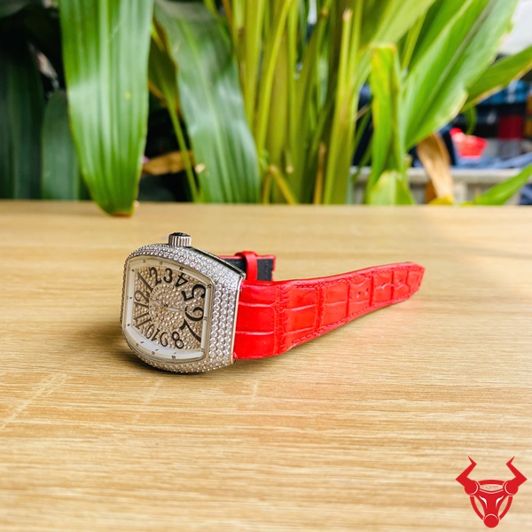 Dây Da Cá Sấu Franck Muller Nữ Cao Cấp Dây da cá sấu Franck Muller nữ màu đỏ sang trọng