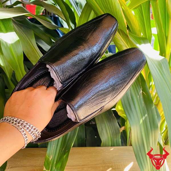 Giày Tây Nam Da Đà Điểu Sang Trọng Thời Trang Giày tây nam da chân đà điểu đen.