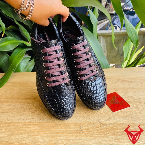 Giày Thể Thao Đế Tây Da Cá Sấu GCS33 Màu Đen Giày thể thao đế tây da cá sấu GCS33 màu đen cao cấp.