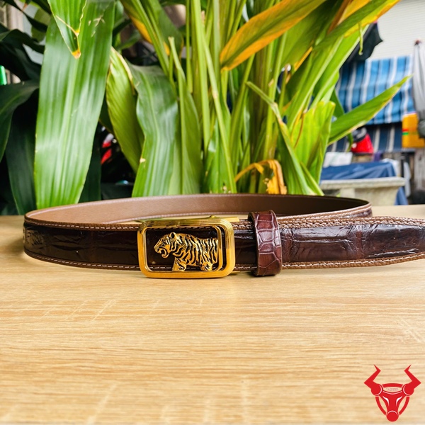 Thắt lưng nâu đất da cá sấu TSK18 cao cấp.