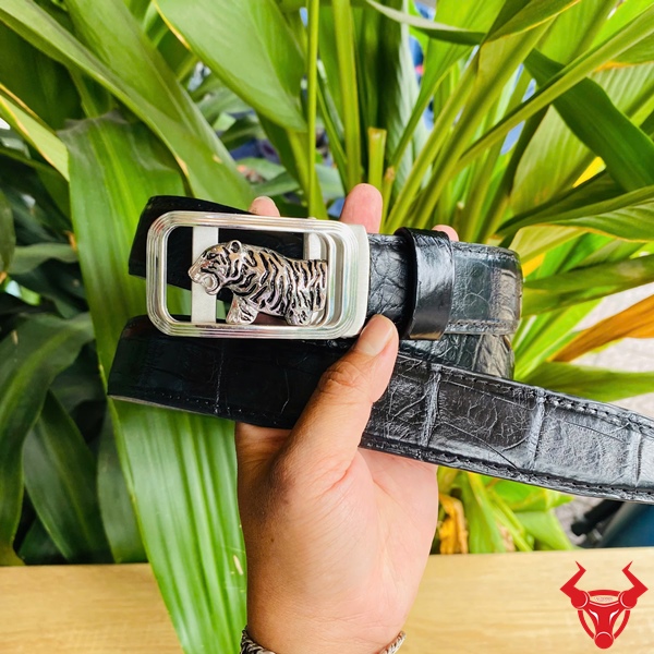 Thắt Lưng Nam Da Cá Sấu Sơn Cạnh May Chỉ Sang Trọng Thắt lưng nam da cá sấu sơn cạnh khóa hổ trắng