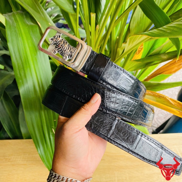 Thắt Lưng Da Cá Sấu TSK18 Đen Khóa Hổ Trắng Cao Cấp Thắt lưng da cá sấu đen khóa hổ trắng cao cấp