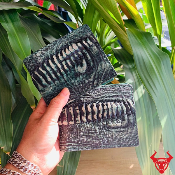 Ví Da Đà Điểu Vây Chân Xanh Lá Sang Trọng Ví VBD4 da đà điểu wax màu xanh lá.