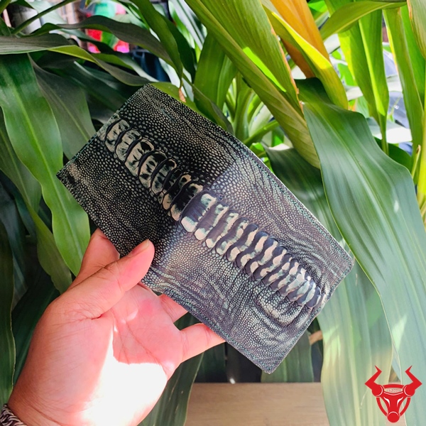 Ví Da Đà Điểu Cao Cấp Màu Xanh Lá Ấn Tượng Ví da đà điểu wax xanh lá cao cấp.