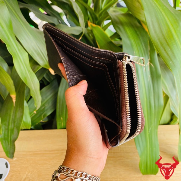 Ví Da Bụng Cá Sấu Có Ngăn Khóa Kéo Ví da bụng cá sấu màu nâu đất cao cấp