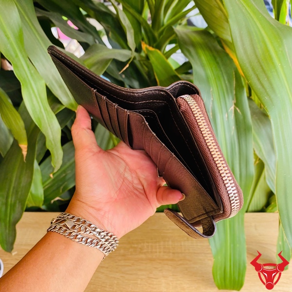 Ví Nữ Da Cá Sấu Nâu Đất Thời Trang Ví nữ da cá sấu nhỏ gọn tiện dụng