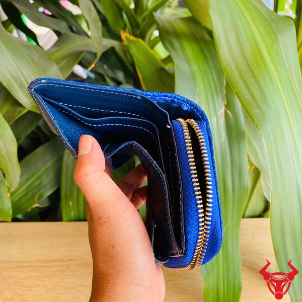 Ví Nữ Da Cá Sấu VRBA8 Cao Cấp Ví da bụng cá sấu màu xanh dương cao cấp