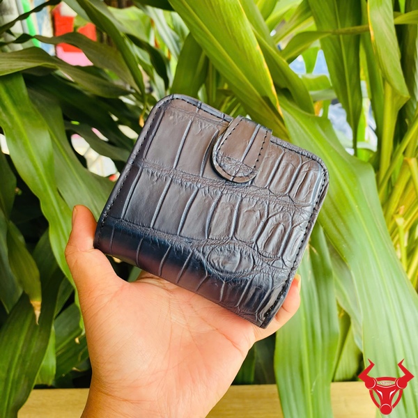 Ví Da Bụng Cá Sấu Nữ Nhỏ Gọn Cao Cấp Ví nữ da bụng cá sấu thời trang màu xanh navy